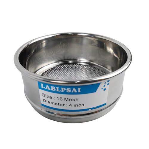 16 Mesh Lab Sieves 4" Diameter 304 Stainless Steel Wire Cloth Test Sieve for Industrial Laboratory Home - size: 16 mesh