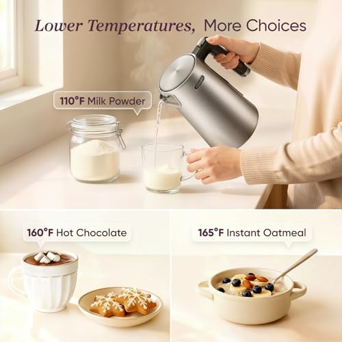 Cosori Stainless Steel Electric Kettle with Temperature Control, 1.7L | No Plastic Contact with Water, 5 Presets, ±5°F Temp Control, 60-Min Keep Warm, Dual Lid Opening, Tea, Coffee & Hot Water
