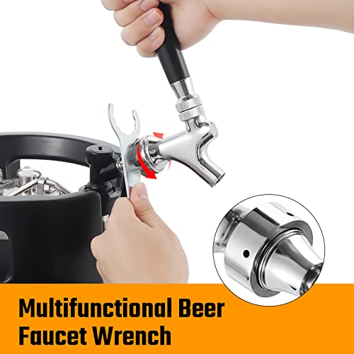 Stainless Steel Stem Beer Keg Tap Self-Closing Beer Tap Faucet Ball Lock Tap Polished Chrome-Plated Brass Beer Faucet Ball Lock Faucet with Ball Lock Quick Disconnect Picnic Corny Keg Tap