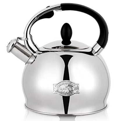 SUSTEAS Stove Top Whistling Tea Kettle - Food Grade Stainless Steel Teakettle Teapot with Cool Touch Ergonomic Handle, With 1 Silicone Pinch Mitt Included,2.64 Quart(SILVER) - color: Silver