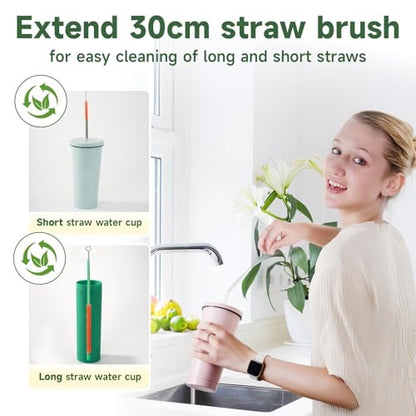 9PCS Reusable Long Colored Straw Cleaner Brush Set 12" Bendable,Capable of Cleaning Various Metal, Silicone, Plastic, Bamboo,Glass Straws Tubes Diameters Ranging from 4-16mm