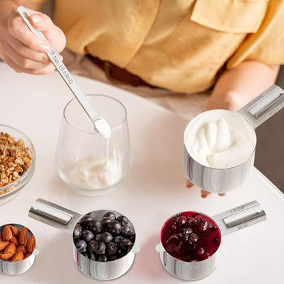 Stainless Steel Measuring Cups & Spoons Set for Cooking and Baking, Nesting Measuring Cups Measuring Spoons for Measuring Dry or Liquid Ingredients, Kitchen Gadgets, 10Pack - style: Non Magnetic-Square-10PCS