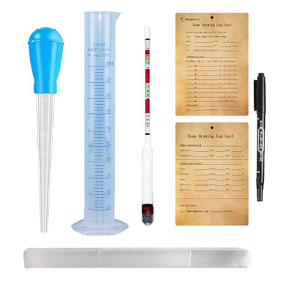 Triple Scale Hydrometer Alcohol Tester Kit for Home Brewing - Test Jar, Pipette & Log Card Included - Gravity, Brix & ABV Tester for Beer, Wine, Mead & Cider Making