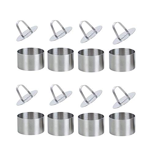 Round Cake Rings Cake Molds Set of 8, Stainless Steel Mousse and Pastry Mini Baking Ring Mold, Food Rings Dessert Rings Set Including 8 Rings & 8 Food Presses,3.15"x1.57" - color: 8 Round