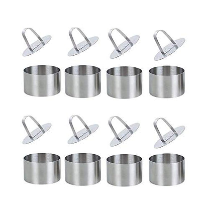 Round Cake Rings Cake Molds Set of 8, Stainless Steel Mousse and Pastry Mini Baking Ring Mold, Food Rings Dessert Rings Set Including 8 Rings & 8 Food Presses,3.15"x1.57" - color: 8 Round