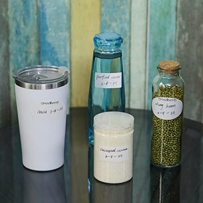 Methidc Dissolvable Food Storage Labels ，Dissolves in Water in 30 Seconds - No Adhesive Residue - Perfect for Glass, Metal, Plastic Containers ，Blank White 1 X 2 Inch 500 Stickers(1 Roll) - size: Rectangle 1" x 2", style: 500 Labels
