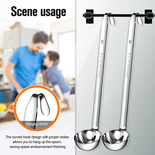 Cunhill 5 Pcs Soup Ladles Stainless Steel Serving Ladles with Long Handle for Serving, Cooking, Stirring, Portioning Kitchen Restaurant Accessories(3 oz) - size: 3 oz