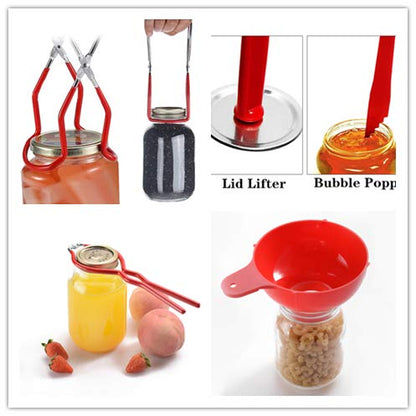 Zoofen Canning Kit 6 Pcs Home Canning Supplies Equipment Includes Funnel for Wide Mouth, Jar Lifter, Jar Wrench, Lid Lifter, Jar Tongs and Bubble Popper