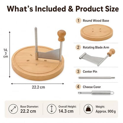 Cheese Curler for Tête de Moine, Swiss-Style Cheese Flower Maker with Stainless Steel Shaver and Solid Wood Base, Cheese Rosette Cutter for Charcuterie Boards, Chocolate, Butter, Desserts and Parties - color: Cheese Curler