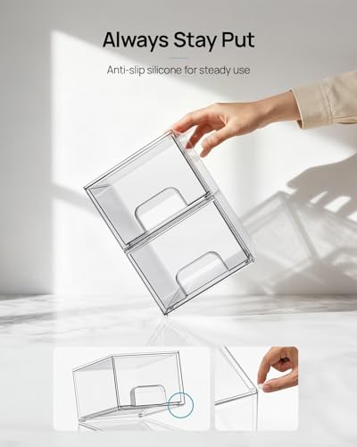 Vtopmart 6 Pack Small Clear Stackable Storage Drawers,Acrylic Bathroom Makeup Organizer,Plastic Storage Bins For Vanity, Undersink, Kitchen Cabinets, Pantry, Home Organization - style: 6pack-Clear