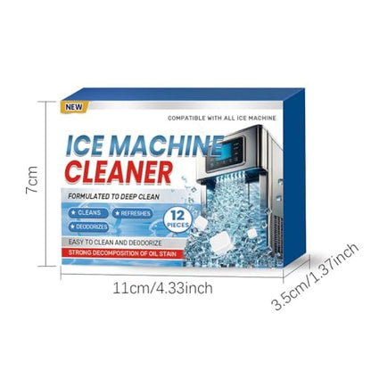 Ice Machine Cleaner Maker Descaler - 12 Clean Tablets for Ice Makers, Removes Hard Water & Mineral Buildup, Nickel Safe Scale Remover for All Ice Machines - Bulk 6 Month Supply