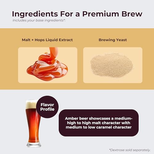 ABC Crafted Series Beer Making Kit | Beer Making Ingredients for Home Brewing | Yields 6 Gallons of Beer | Amber Ale - color: Amber Ale