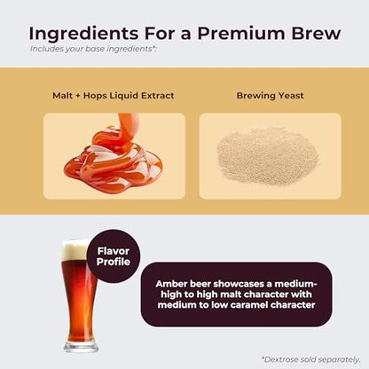 ABC Crafted Series Beer Making Kit | Beer Making Ingredients for Home Brewing | Yields 6 Gallons of Beer | Amber Ale - color: Amber Ale