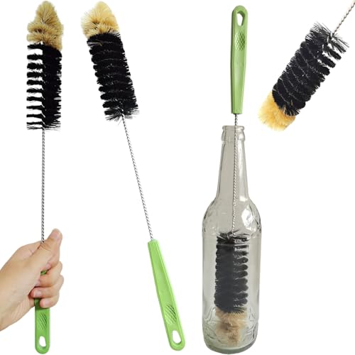 2 Pack 16" Bottle Brush, Dokpod Long Handle Cleaning Brushes for Long Narrow Neck Bottle Cleaning Water Beer Wine Sports Bottle Thermos Flask Bottles Cleaning Hummingbird Feeder Vase Cleaning Brushes - color: Black 2 Pack