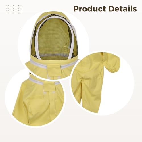 Cotton Twill Bee Suit, Young Explorer Full Body Outfit, Sting-Proof Beekeeping Suit in Yellow, Size L