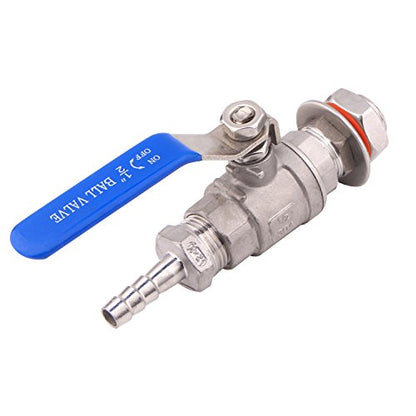 DERNORD 2 Packs 1/2 Inch Weldless Ball Valve Stainless Steel 304 Bulkhead For Home Brew Kettle (1/2" NPT to 3/8" Barb Hose) - size: 1/2" NPT to 3/8" Barb Hose, style: Pack of 2