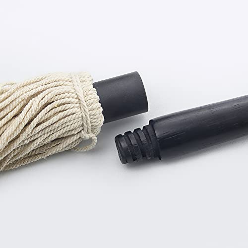YFWOOD 18 Inch Grill Basting Brush BBQ Mop Sauce Brush Wooden Long Handle | Sauce Mop with 4 Extra Replacement Heads for Grilling Smoking Barbecue Steak (Black) - color: Black Color Handle