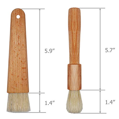 Exceliy 2 Sets Pastry Brushes with Wooden Handle Natural Bristles for Basting Spreading Butter Oil in Barbecue Baking Kitchen Cooking