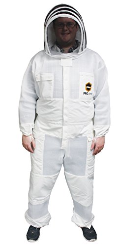 Mann Lake Provent Beekeeping Suit, Professional Grade Protective Bee Gear with Reinforced Knees, Heavy-Duty Elastic Openings, Covered Zippers, Hand Loops, and Velcro Pockets for Tools, Medium - size: Medium