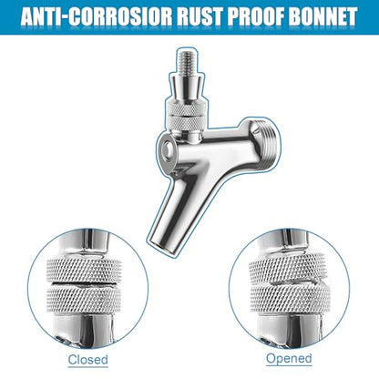 Upgraded Draft Beer Faucet Keg Tap, Commercial Grade 304 Stainless Steel Kegerator Faucet, Leak-Proof Beer Dispenser Tap Fits American Beer Shanks & Towers for Homebrew