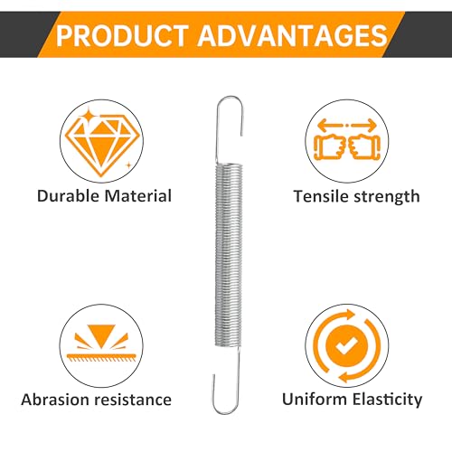 2 Pack 540183#61 4 Inch Double-Hook Tension Spring, Spring Steel | Small Extension Spring for Automotive, Household, Toys & Hardware Replacement Parts