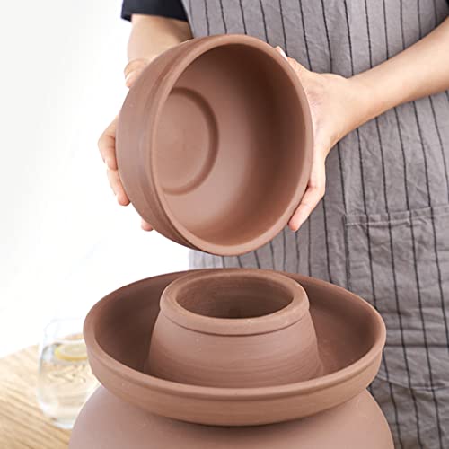 ZHOUXIAO Ceramic Fermentation Crock with Lid, Thickened Porcelain Pickle Jar, Kimchi Pot with Lid Ceramic Food Storage Sealed Containers, Foods Turnip Cabbage Fermenting 4KG