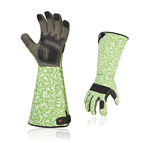 Vgo... 1 Pair Gardening Gloves Ladies,Safety Work Gloves,Long Sleeves Gauntlet,Puncture Proof,Touchscreen(Size M,Green,AL6608-FM) - color: 1 Pair - Green, size: Women's Medium