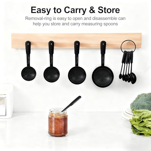 Bopei Measuring Cups and Spoons Set, Titanium-Plated Matte Black Stainless Steel 10 Piece for Cooking and Baking (5 Cups + 5 Spoons All Black) - color: All Black