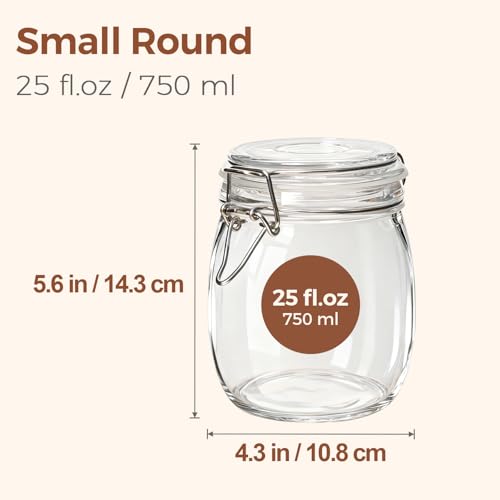 ComSaf 6-Pack 25oz Round Glass Mason Jars with Lids, Airtight Canning Jars for Preserving & Pickling, Multi-Purpose Storage Containers for Kitchen, Bathroom & Laundry, Ideal Housewarming Gift Set - size: 25oz*6