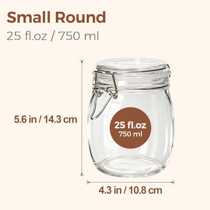 ComSaf 6-Pack 25oz Round Glass Mason Jars with Lids, Airtight Canning Jars for Preserving & Pickling, Multi-Purpose Storage Containers for Kitchen, Bathroom & Laundry, Ideal Housewarming Gift Set - size: 25oz*6