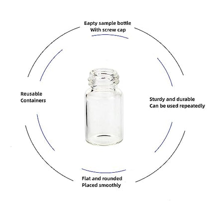 5ML Clear Glass Sample Vial, Liquid Sampling Sample Glass Bottle, Borosilicate Storage Glass Vial 18x40mm,Black 15-425 Polypropylene Screw Cap with PE Liners, Pack of 100 - size: 5ML