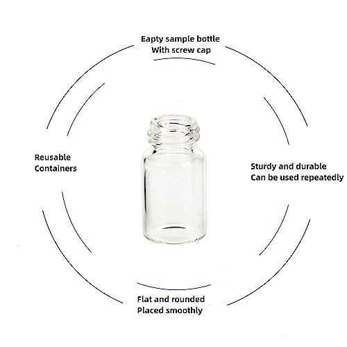 7ML Clear Glass Sample Vial, Liquid Sampling Sample Glass Bottle, Borosilicate Storage Glass Vial 22x40mm,Black 18-400 Polypropylene Screw Cap with PE Liners, Pack of 100 - size: 7ML