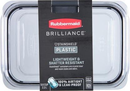 Rubbermaid Brilliance Food Storage Container, Large, 9.6 Cup | Clear | Pack of 2 - size: 9.6 Cup