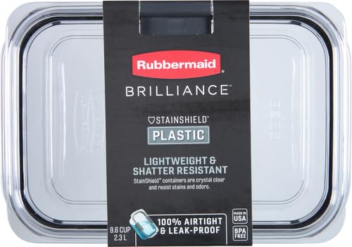 Rubbermaid Brilliance Food Storage Container, Large, 9.6 Cup | Clear | Pack of 2 - size: 9.6 Cup