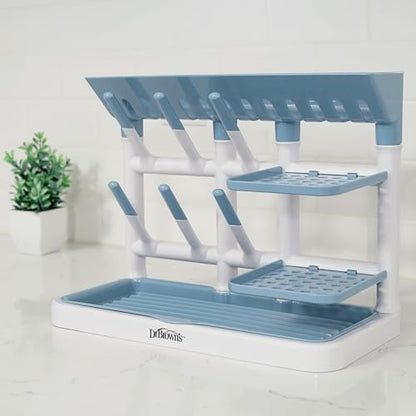 Dr. Brown's Drying Tower, Stand-Up Drying Rack, Countertop Baby Bottle Drying with Organized Storage for Baby Essentials, Space Saving Vertical Rack, Blue/White - style: Blue/White Rack