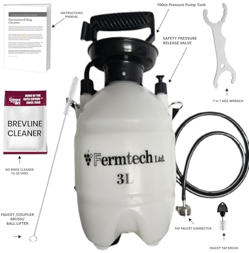 Beer Keg Line Cleaning kit Faucet Adapter - Hand Pump Pressurized - Easy Safe to Use Keg Cleaner - w/Brush, Wrench, Faucet Plug Brush, Ball Lifter, Instructions Manual and. 4oz Cleaner. - style: Faucet Tap