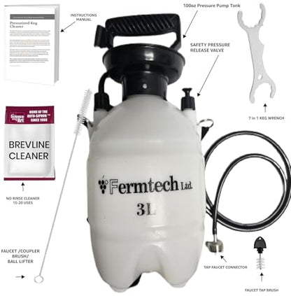 Beer Keg Line Cleaning kit Faucet Adapter - Hand Pump Pressurized - Easy Safe to Use Keg Cleaner - w/Brush, Wrench, Faucet Plug Brush, Ball Lifter, Instructions Manual and. 4oz Cleaner. - style: Faucet Tap