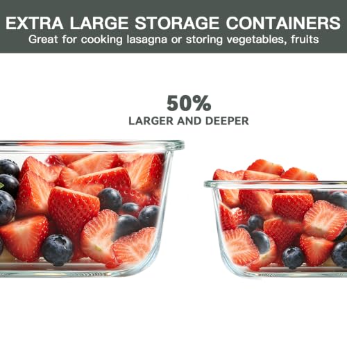 M MCIRCO 67.4oz(8.3 cup), 33.8oz(4.2 cup)& 18.6oz(2.1 cup) Extra Large Glass Food Storage Containers Set with Lids, 6 Pack Airtight Glass Storage Container for Microwave,Oven,Freezer Dishwasher - size: 6pcs