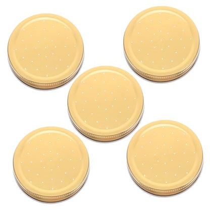 Kisangel 5pcs Metal Bee Feeders Lids Mason Jar Lids Reusable Beehive Watering Station Entrance Lid for Easy Installation Water Feeding Dispenser