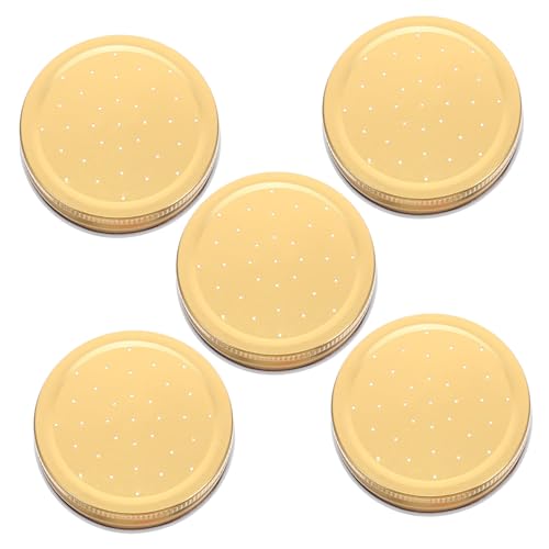 Kisangel 5pcs Metal Bee Feeders Lids Mason Jar Lids Reusable Beehive Watering Station Entrance Lid for Easy Installation Water Feeding Dispenser