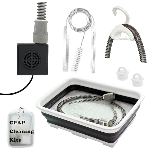 CPAP Cleaning Kit with Hose Dryer for Universal 22mm Tubing, Cpap Cleaner Supplies Includes Collapsible Wash Basin, Hose & Mask Brush, CPAP Holder & Hose End Caps | Make Cpap Cleaning Easier - color: Cpap Cleaning Kit With Hose Dryer