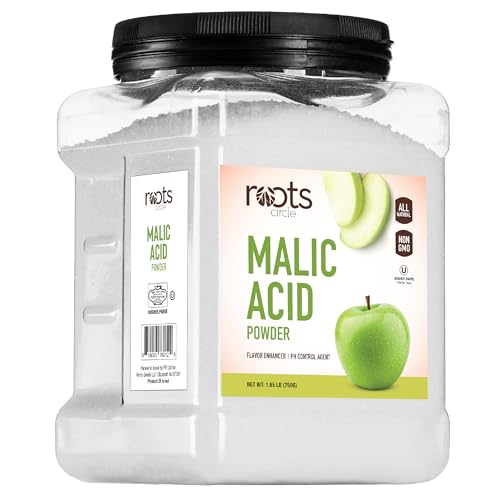 Roots Circle Malic Acid Powder - Bulk 1 Pack of 26.45 oz | Premium Food Grade, Gluten-Free, Non-GMO Ideal for Flavor Enhancer, Winemaking, & Cleaning - size: 1 Pack