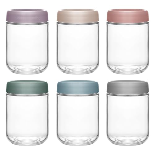 Xileanalee Overnight Oats Containers with Lids 6 Pack-16 Oz Mason Jar with Lids-Overnight Oats Jars Glass Food Storage Containers for Chia Seed Pudding Salad Cereal Coffee Spices - size: 6