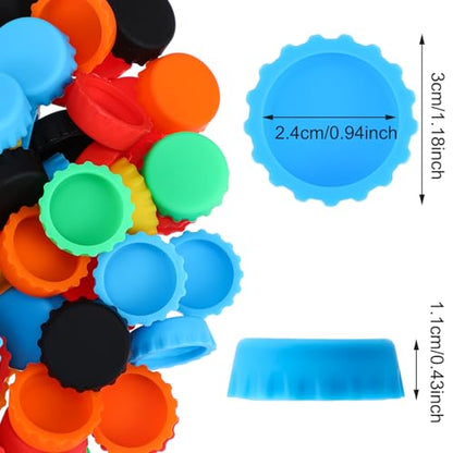 180 PCS Silicone Rubber Bottle Caps, 6 Colors Reusable Beer Caps for Home Brewing Beers, Soft Drink, Wine & Beer Bottles, Soda Bottles Kitchen Gadgets