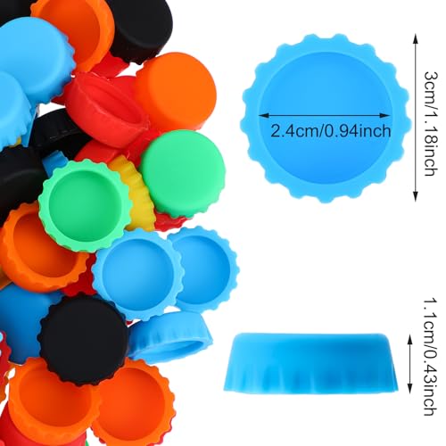 120 PCS Silicone Rubber Bottle Caps, 6 Colors Reusable Beer Caps for Home Brewing Beer, Soft Drink, Wine Bottle, Beer Bottle, Soda Bottles Kitchen Gadgets