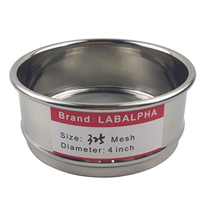 LABALPHA 325 Mesh Lab Sieves, Test Sieve #325 Mesh, 4'' Diameter, 304 Stainless Steel Wire Cloth (0.045mm) - size: 325 mesh (0.045mm)