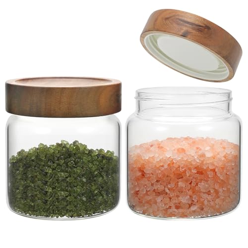 Small Glass Jars With Lids 16oz Spice Jars with Screw Lids Kitchen Clear Glass Storage Canister Container for Salt Herbs Cinnamon Coffee Seasoning Candy Cookie Tea (16oz(500ml)-2 pack) - color: 16oz(500ml)-2 pack