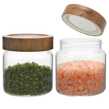 Small Glass Jars With Lids 16oz Spice Jars with Screw Lids Kitchen Clear Glass Storage Canister Container for Salt Herbs Cinnamon Coffee Seasoning Candy Cookie Tea (16oz(500ml)-2 pack) - color: 16oz(500ml)-2 pack