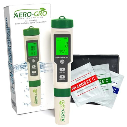 5-in-1 Digital Water Testing Meter | pH, TDS, EC, Salinity & Temperature Tester | Hydroponics, Aquarium, Pool & Drinking Water Quality Monitor