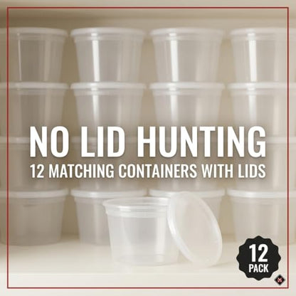 Mr Miracle Deli Containers with Lids - 24 Pack of 16 oz Clear Airtight Reusable Plastic Food and Multi-Purpose Containers - Microwave, Freezer, and Dishwasher Safe - color: 24 Pack, size: 16 Ounce